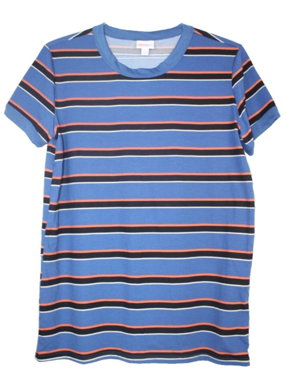 LuLaRoe LIV T Shirt Women's Top Scoop Neck NWT Size L Large Blue Orange Stripes